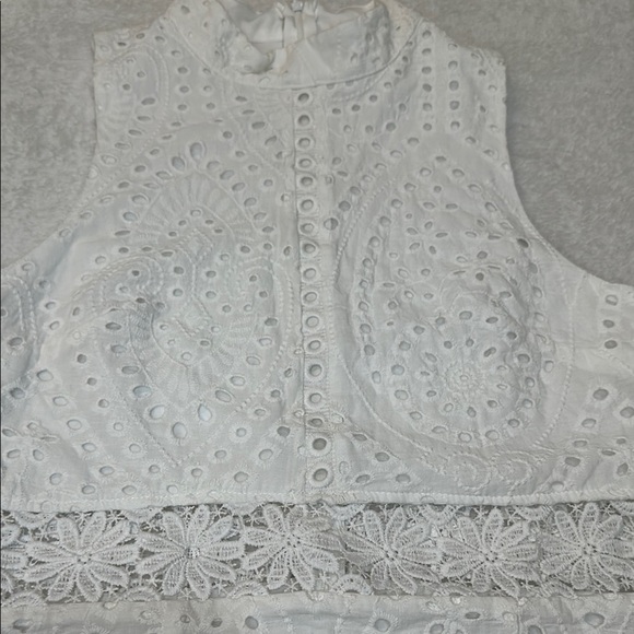 Altar'd State White Ruffled Tiered Mini Dress Size M - Picture 16 of 16